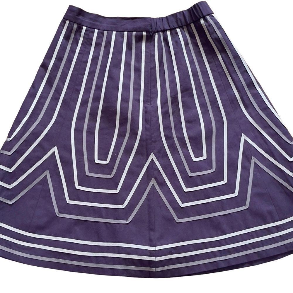 Soft Surroundings Navy with Stitched Ribbon Trimmed A-Line Skirt Size PM